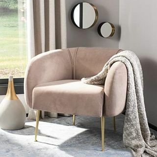 Couture Home Alena Mid-Century Pale Mauve und Gold Chair