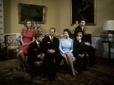 Prinzessin Anne, Prinz Andrew, Prinz Philip, Königin Elizabeth, Prinz Edward und Prinz Charles